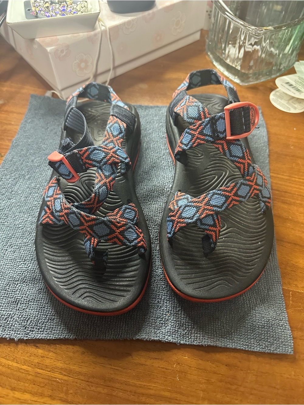 Women Blue & Orange Patterned Sport Sandals